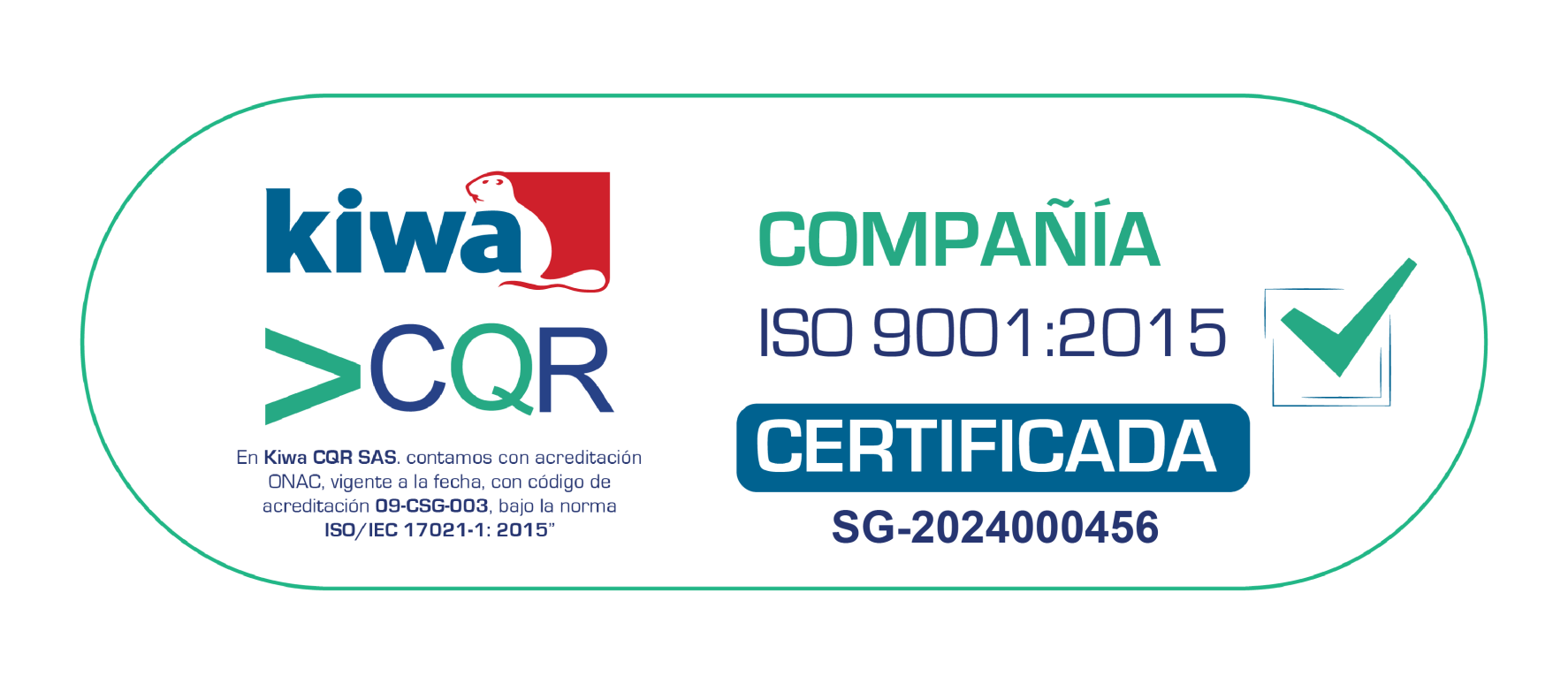 Normativa: ISO 9001:2015.  Alcance: Fabricación y comercialización de cajas para alojar medidores de energía, medidores de gas, medidores de agua y sellos de seguridad. Comercialización de productos para el sector eléctrico hasta media tensión.